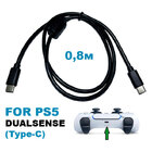 Кабель USB-C (Type-C) для заряджання / синхронізації геймпада PS5 Dualsense чорний (0,8 м)